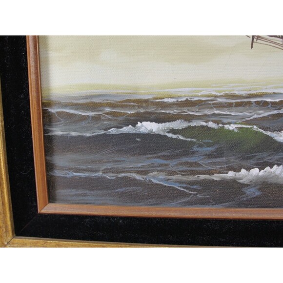 Sailing Ship Oil Painting 22x18 Lendi Signed on Canvas Framed Original - Picture 7 of 15